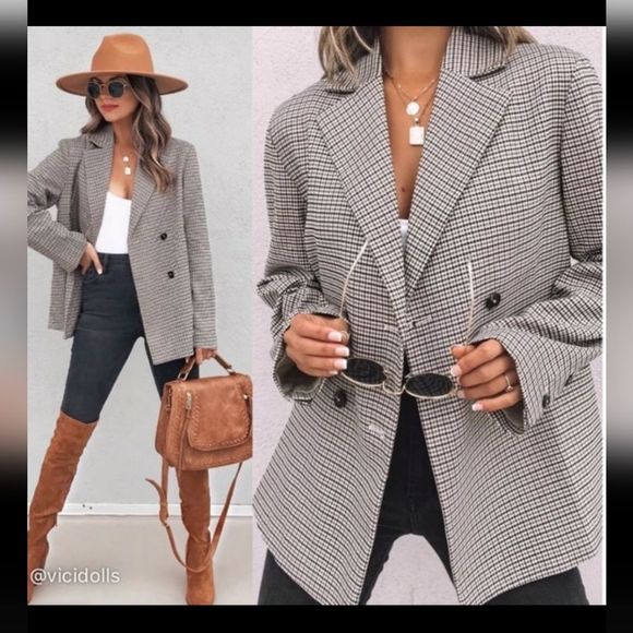 NWOT Mod Ref Recognition Pocketed Double Breasted Plaid Blazer - Picture 12 of 12